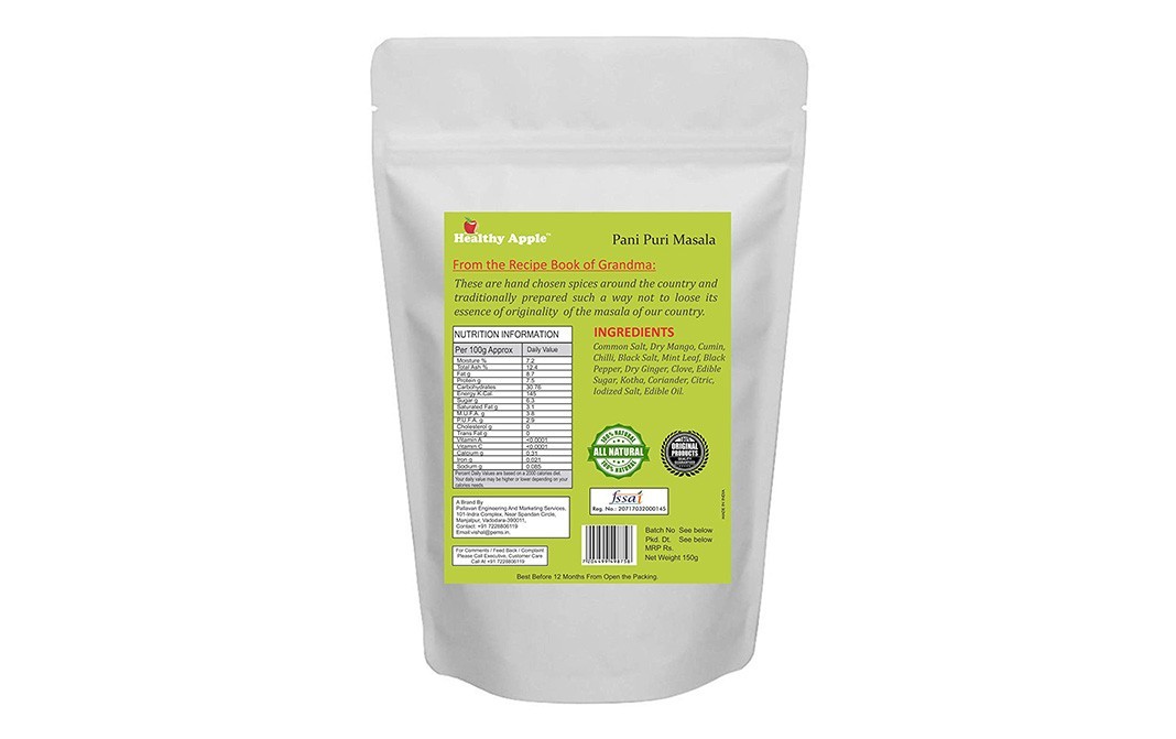 Healthy Apple Pani Puri Masala    Pack  150 grams